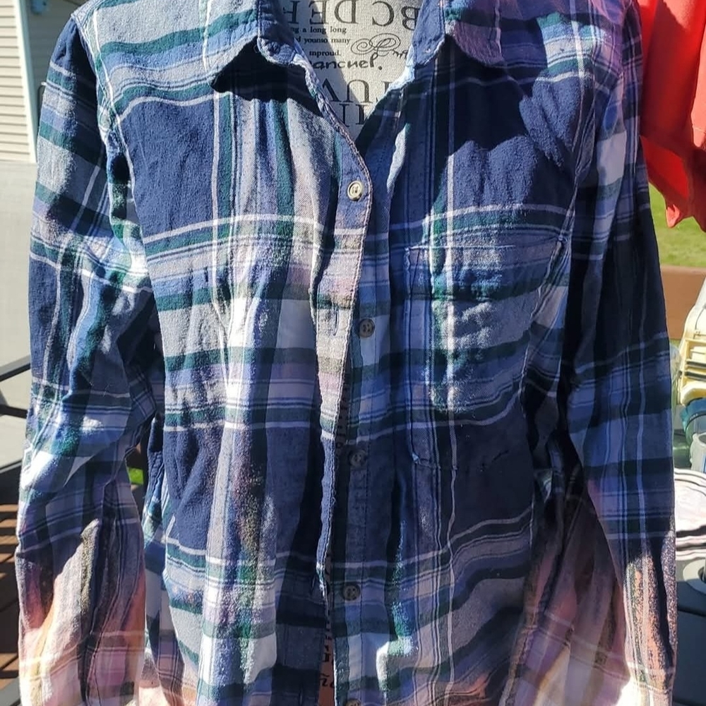 Blue Plaid Button-Up Shirt